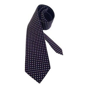 Thomas Pink Navy Blue Geometric Silk Tie Hand Made In England W: 3.5" NWOT